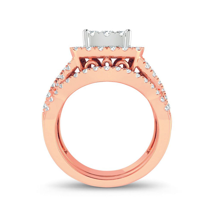 Romantic 14k Rose Gold Lab Diamond Bridal Ring (1.50ct)