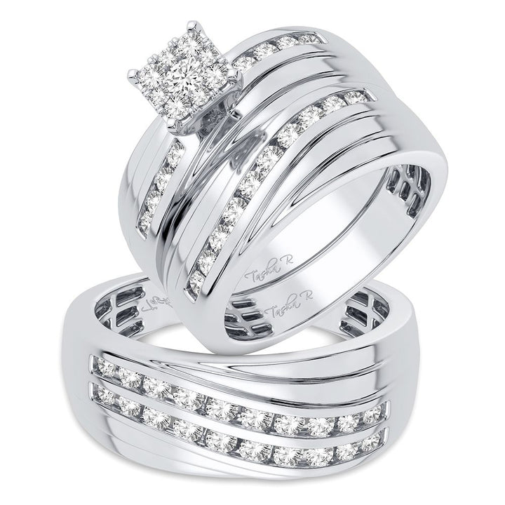 14k White Gold Lab Diamond Trio Set - Timeless Elegance