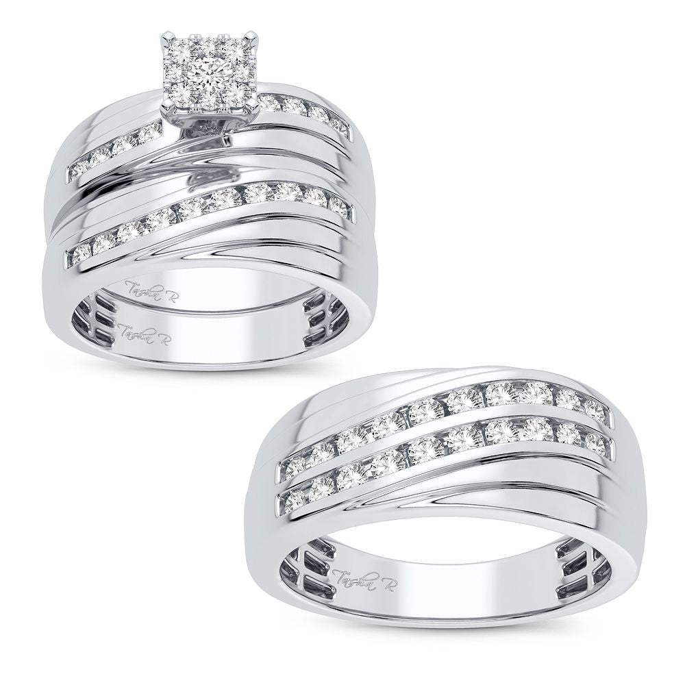 14k White Gold Lab Diamond Trio Set - Timeless Elegance