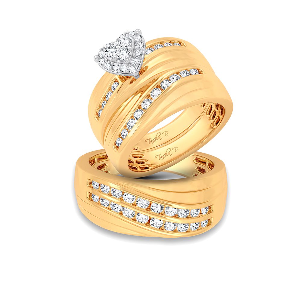 14k Yellow Gold 1.16ct Lab Diamond Trio Wedding Set