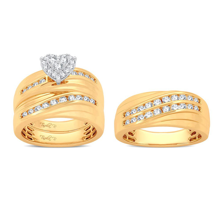 14k Yellow Gold 1.16ct Lab Diamond Trio Wedding Set