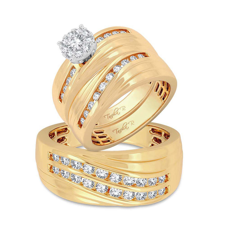 14k Yellow Gold Lab Diamond Trio Set - Chic Ensemble