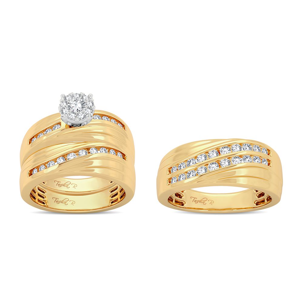 14k Yellow Gold Lab Diamond Trio Set - Chic Ensemble