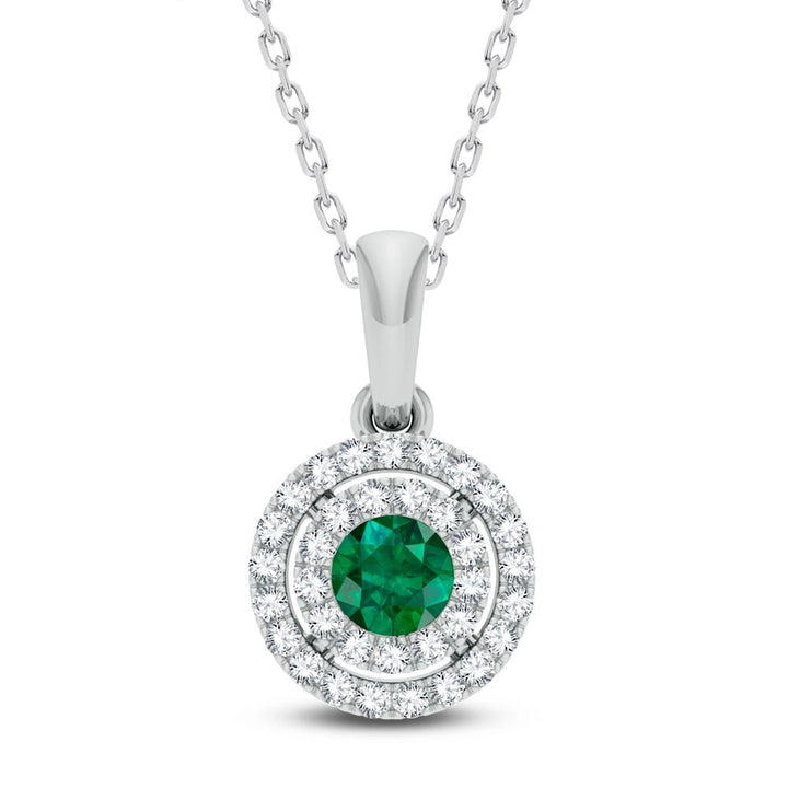 14K 0.14ct Diamond Emerald Pendant