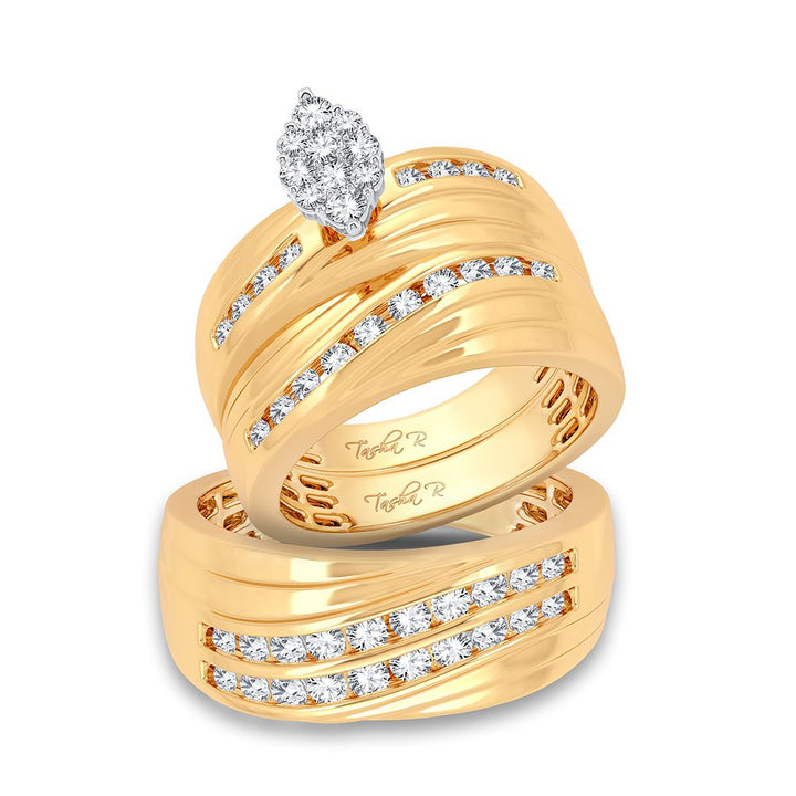 14k Yellow Gold 1.13ct Lab Diamond Bridal Trio Set