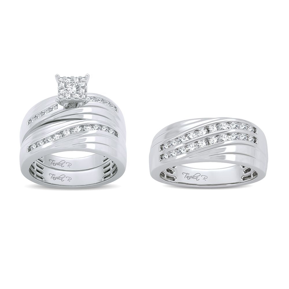 14k White Gold Lab Diamond Trio Set - Timeless Elegance
