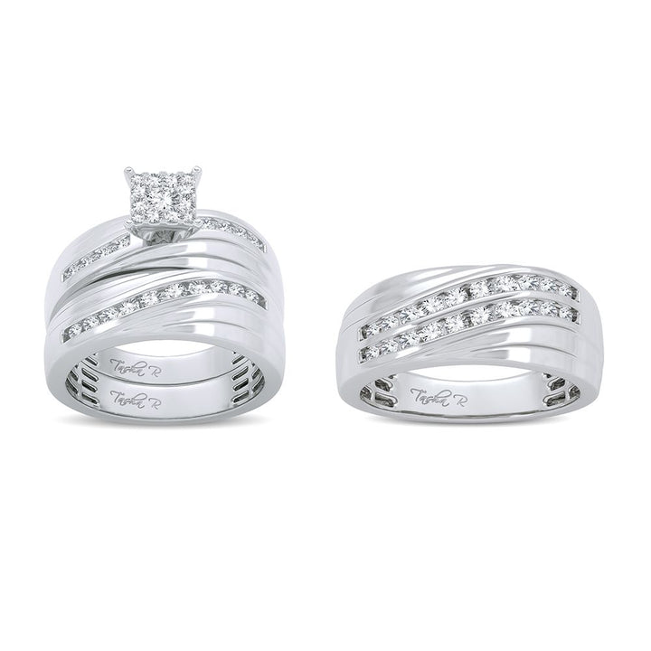 14k White Gold Lab Diamond Trio Set - Timeless Elegance