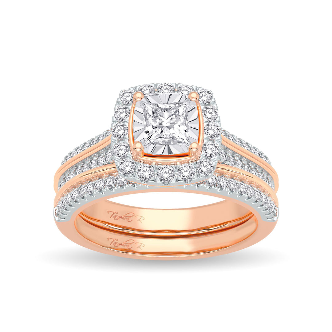 Romantic 14k Rose Gold Lab Diamond Bridal Ring (0.64CT)