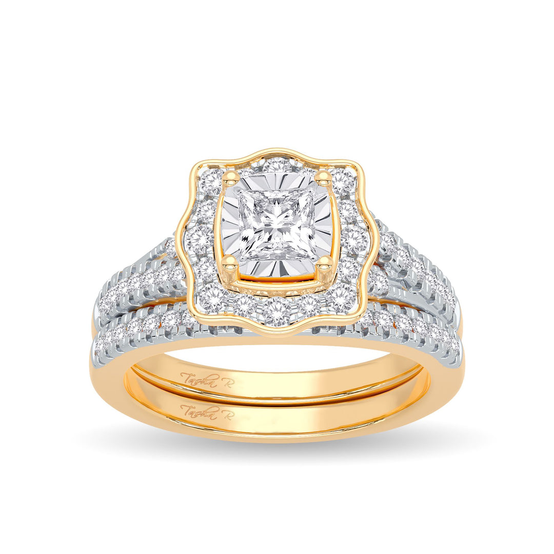 14K Yellow Gold 0.62CT Lab Diamond Bridal Ring Sparkle