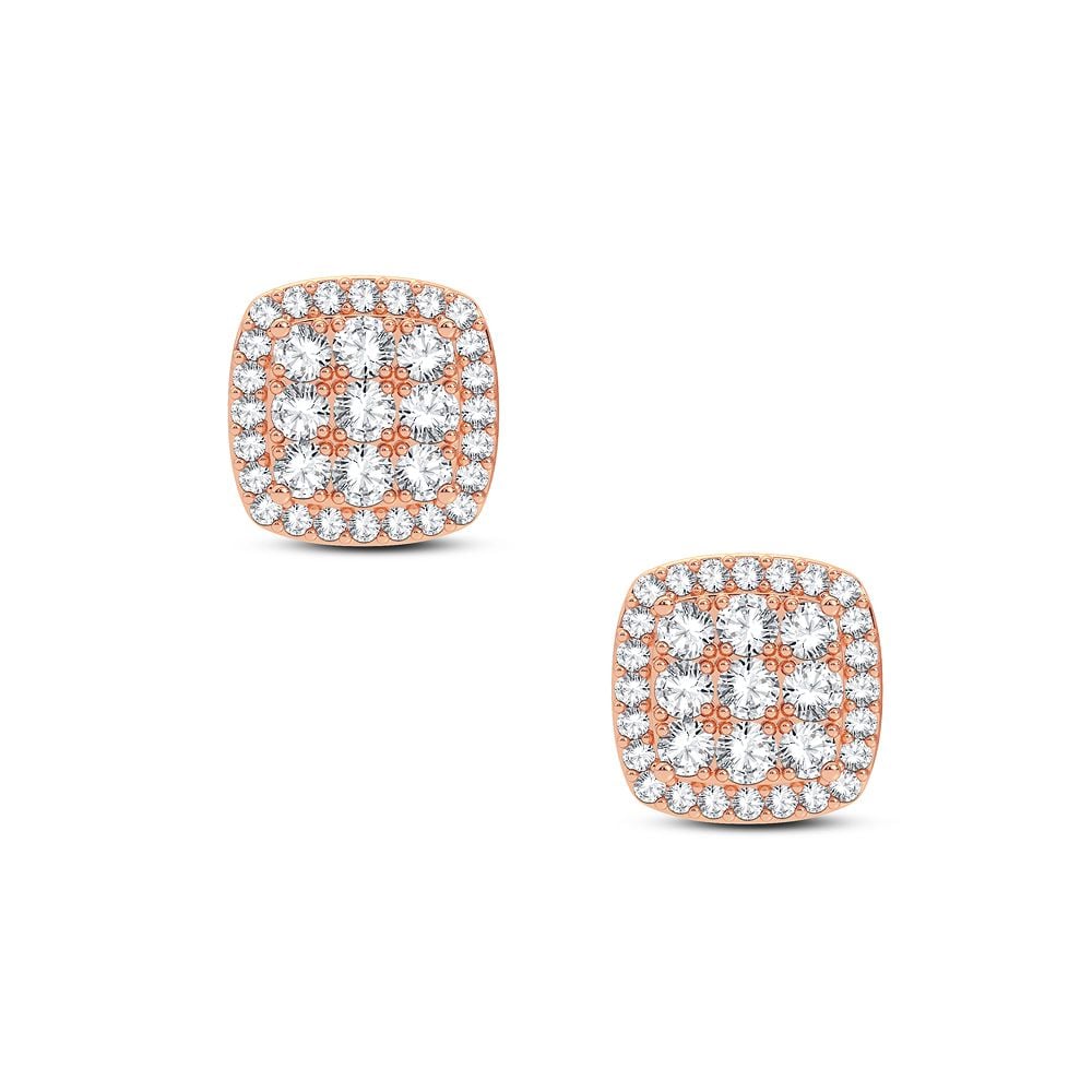 Romantic Rose Gold Diamond Stud Earrings - 0.55CT Elegance