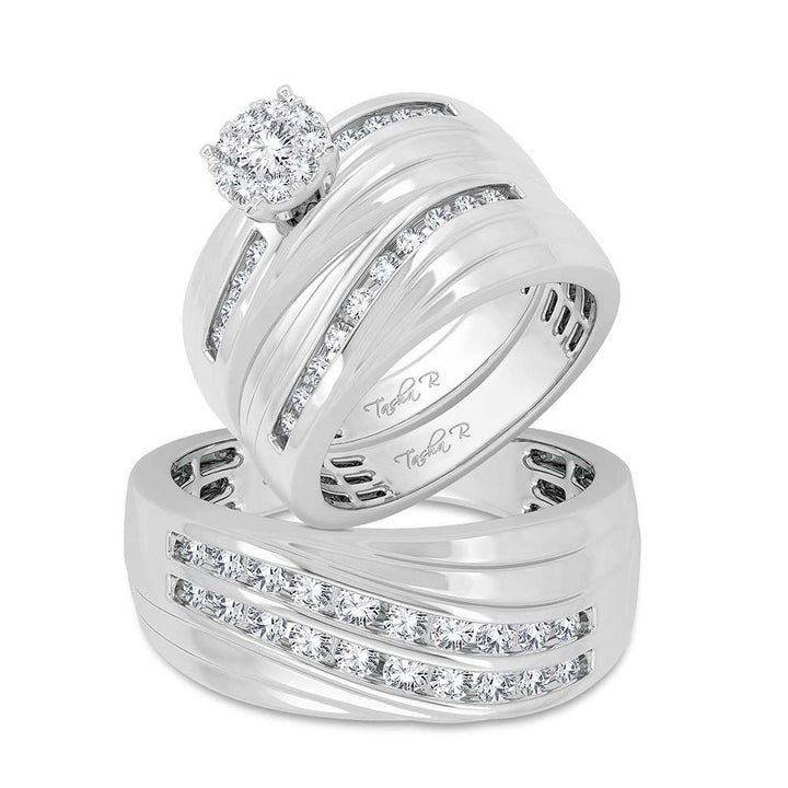 14k White Gold Lab Diamond Trio Set - Timeless Elegance