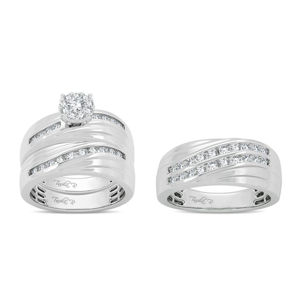 14k White Gold Lab Diamond Trio Set - Timeless Elegance