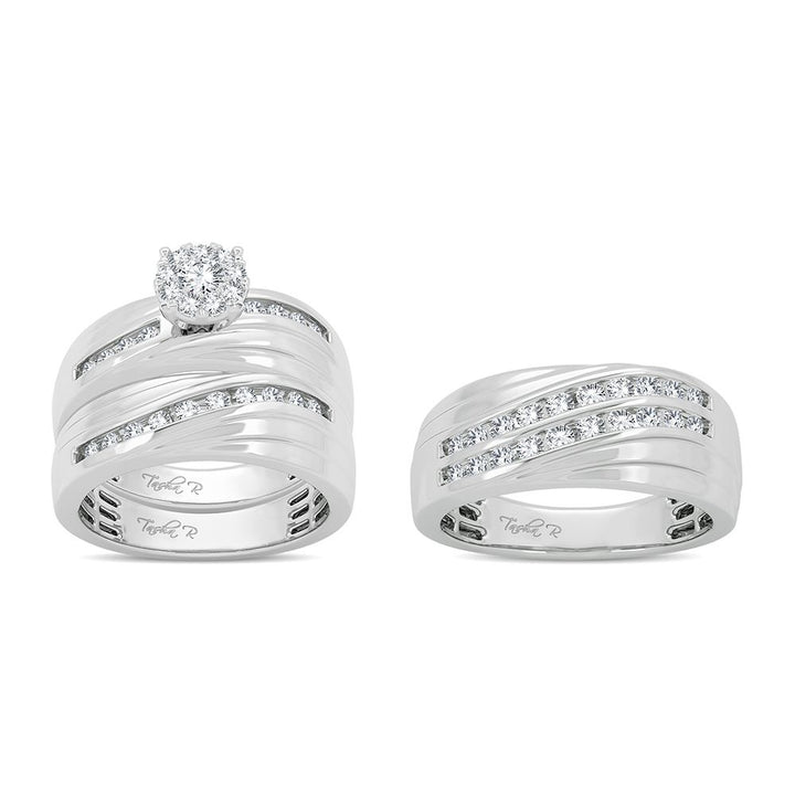 14k White Gold Lab Diamond Trio Set - Timeless Elegance