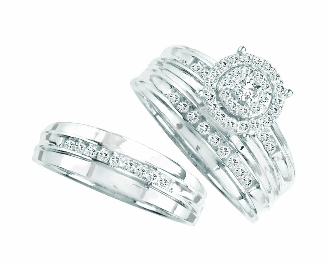 14k White Gold 0.50CT Lab Diamond Trio Jewelry Set