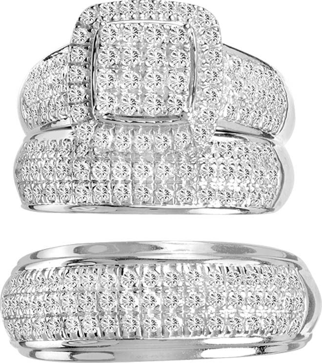 14k White Gold 2CT Lab Diamond Trio Jewelry Set