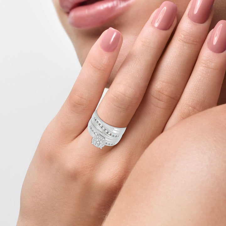 Sparkling Lab Diamond Trio Set in 14k White Gold