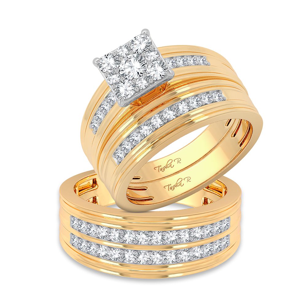 14k Yellow Gold 1.25ct Lab Diamond Bridal Trio Set