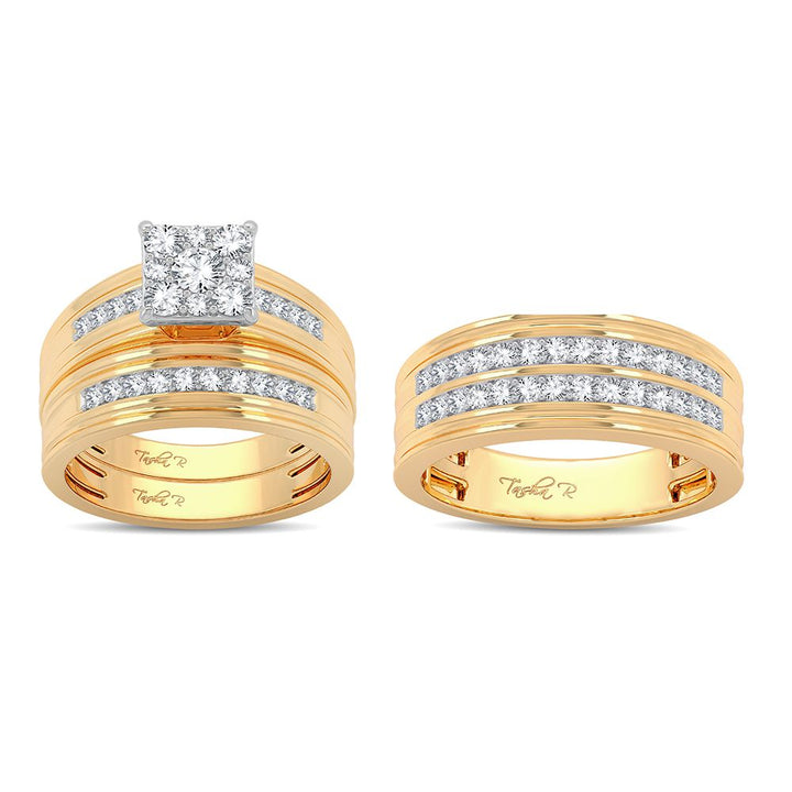 14k Yellow Gold 1.25ct Lab Diamond Bridal Trio Set