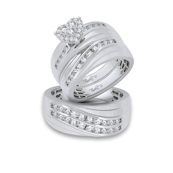 14k White Gold 1.16ct Lab Diamond Trio Wedding Set