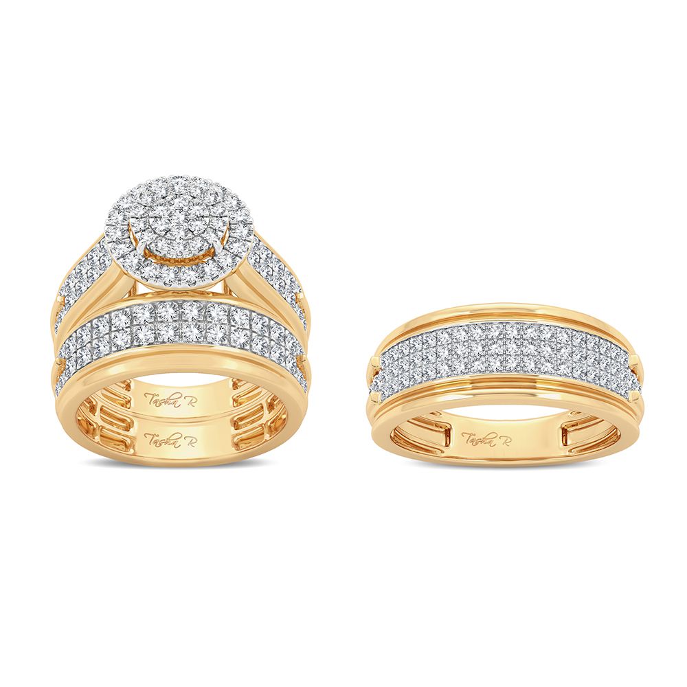 14k Yellow Gold 2.10ct Lab Diamond Trio Wedding Set