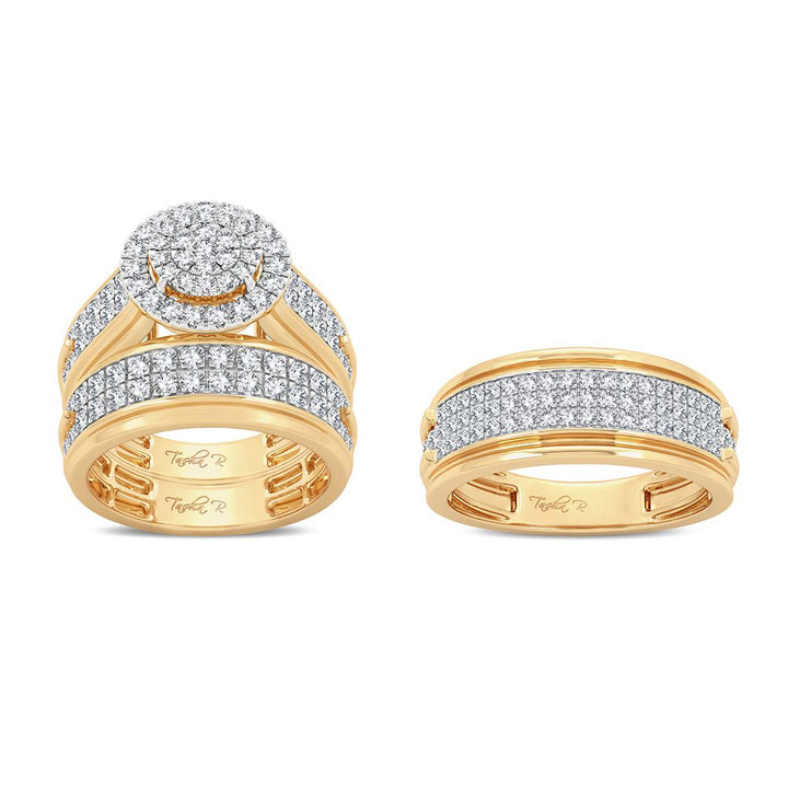 14k Yellow Gold 2.10ct Lab Diamond Trio Wedding Set