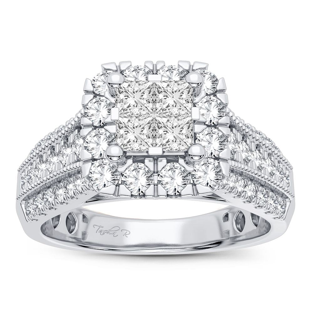 Sparkling 10k White Gold 1CT Lab Diamond Engagement Ring