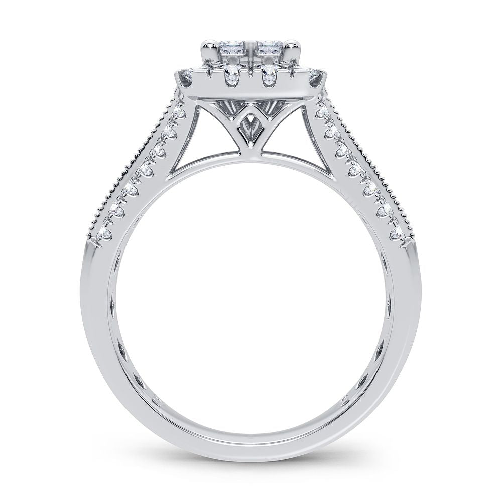 Sparkling 10k White Gold 1CT Lab Diamond Engagement Ring