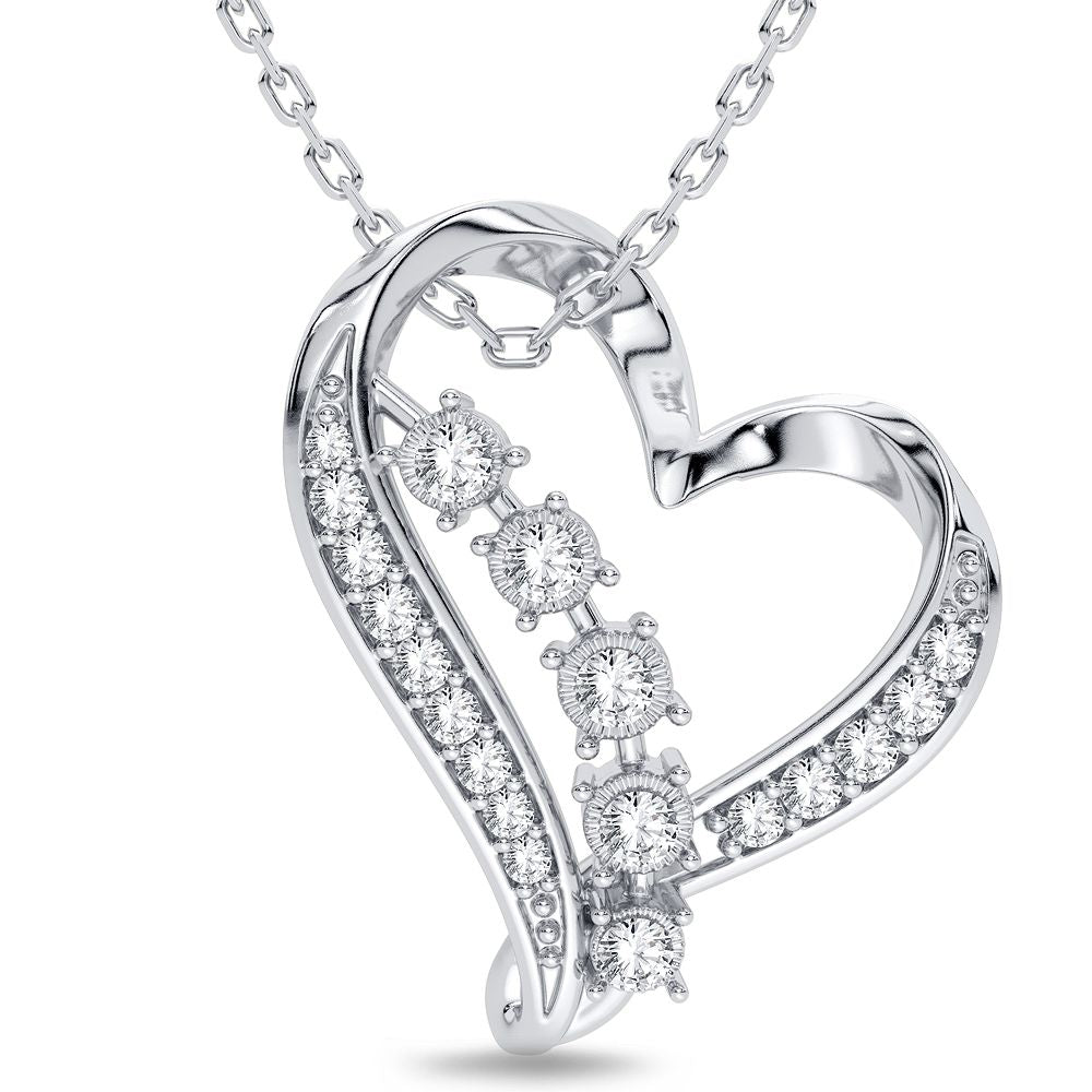 14K White Gold 0.15CT Diamond Pendant