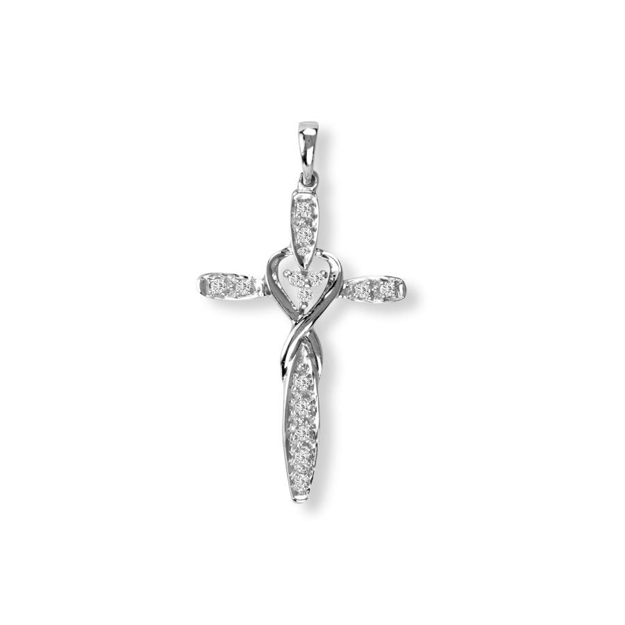Luminous 14K White Gold Diamond Religious Pendant for Women