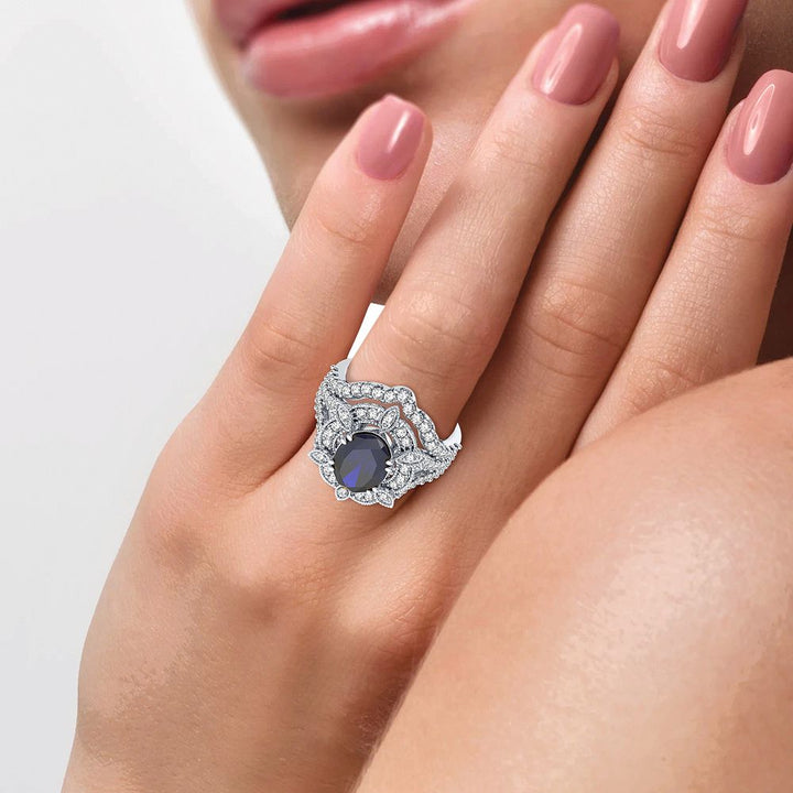 14K 0.90CT Diamond Sapphire Ring