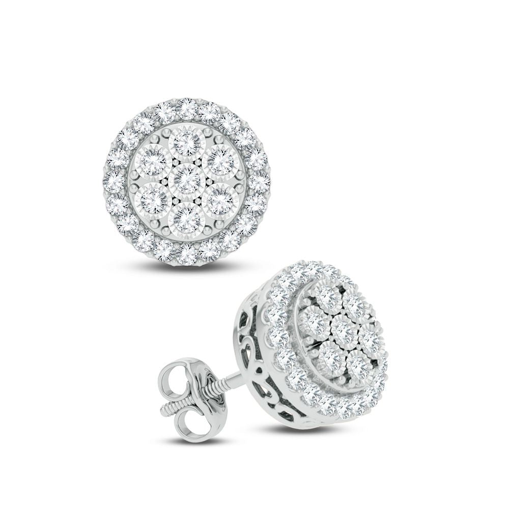 Brilliant 14k White Gold Lab Diamond Stud Earrings - 1CT
