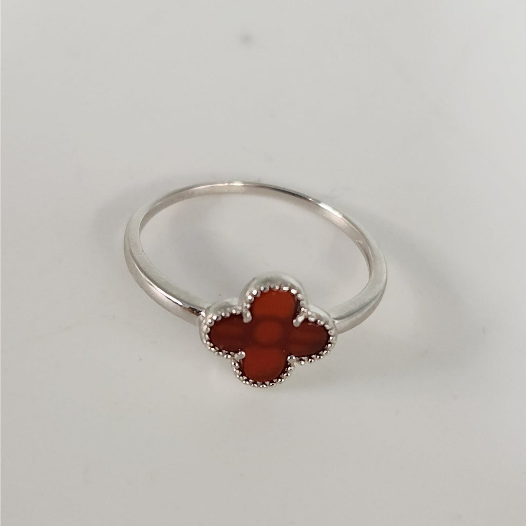 925 Sterling Silver Triple Layer Clover Ring set size 8
