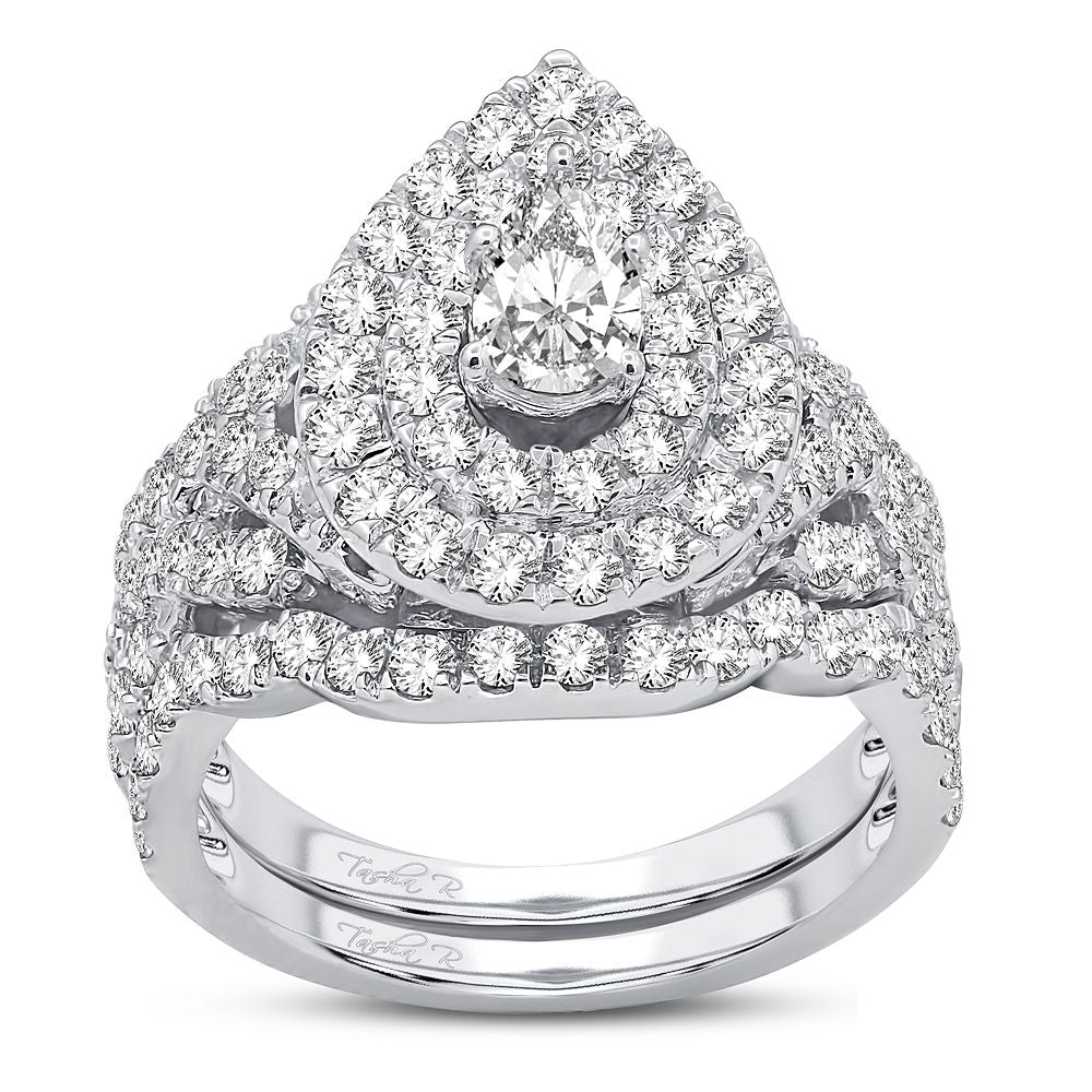 14k White Gold Lab Diamond Bridal Ring (1.75CT Brilliance)