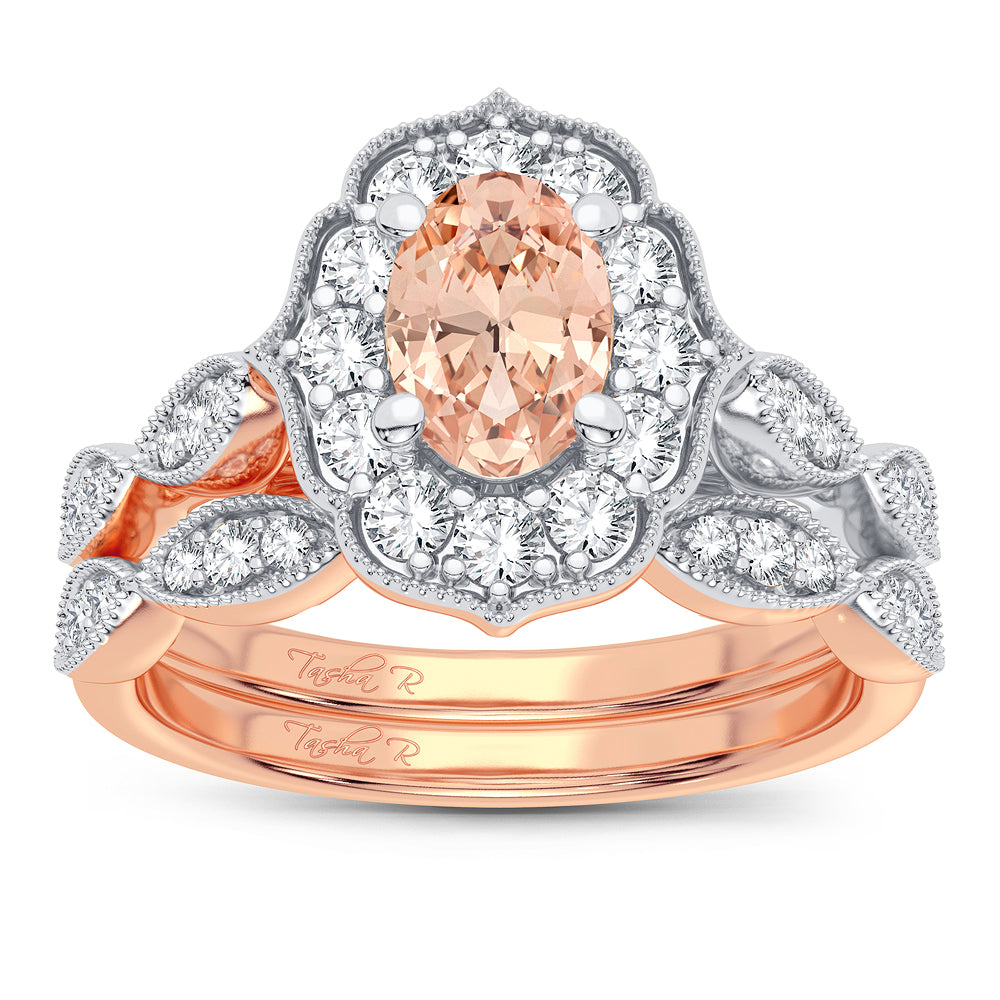 14K Rose Gold 0.40ct Morganite Bridal Ring