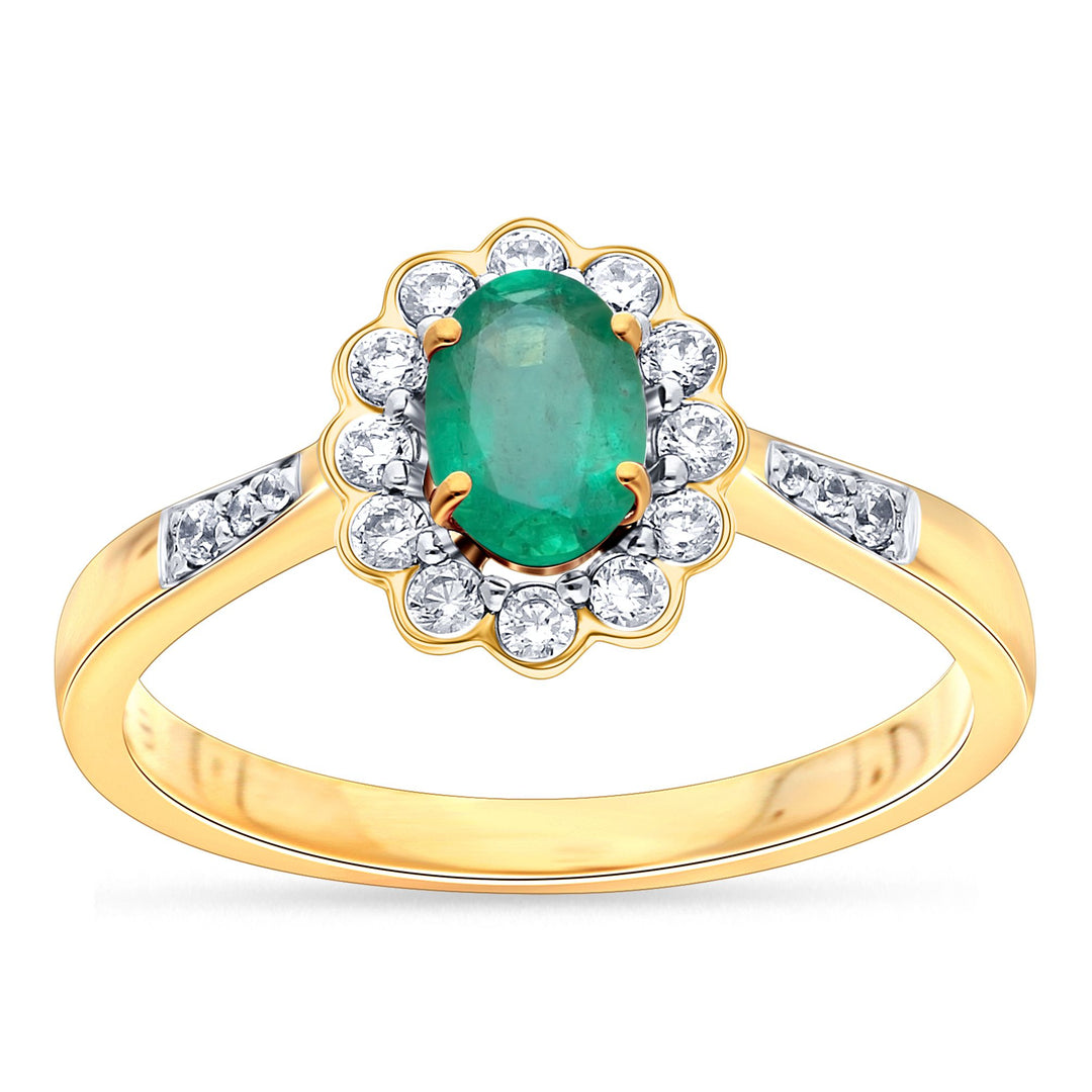 14K White Gold 0.22CT Diamond Emerald Ring