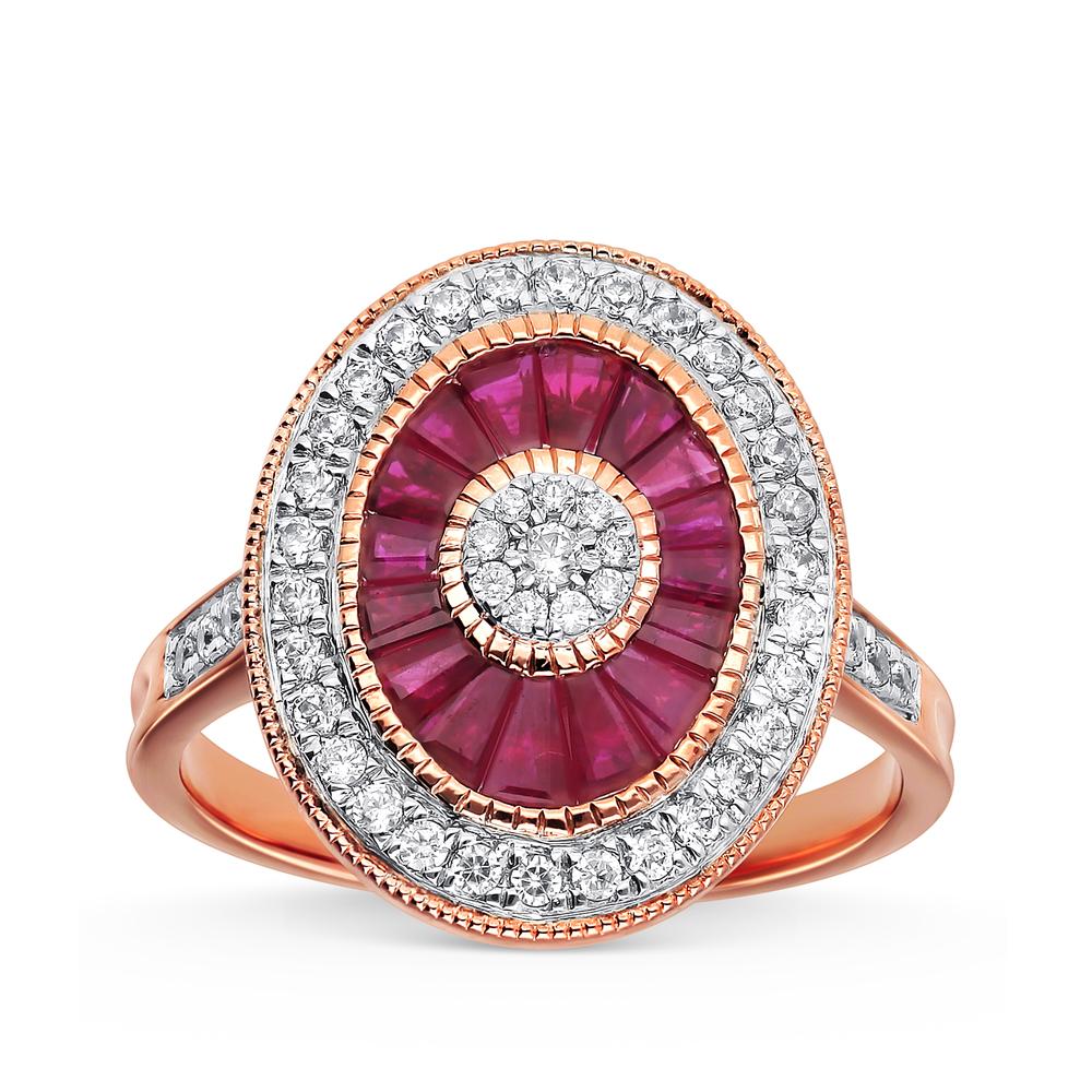 Elegant 14K 0.41CT Diamond Ruby Ring