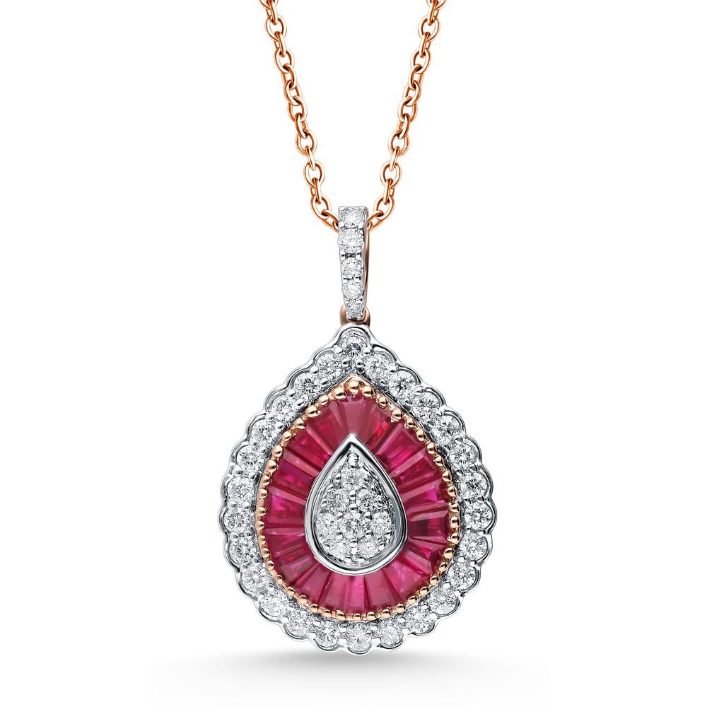 14K 0.60CT Diamond RUBY Pendant