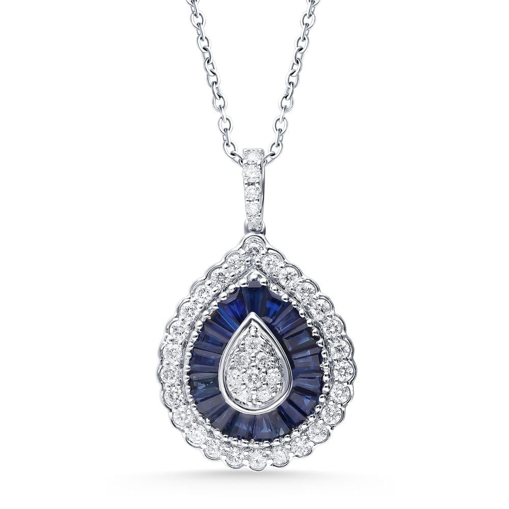 Dazzling 14K 0.59CT Diamond SAPPHIRE Pendant