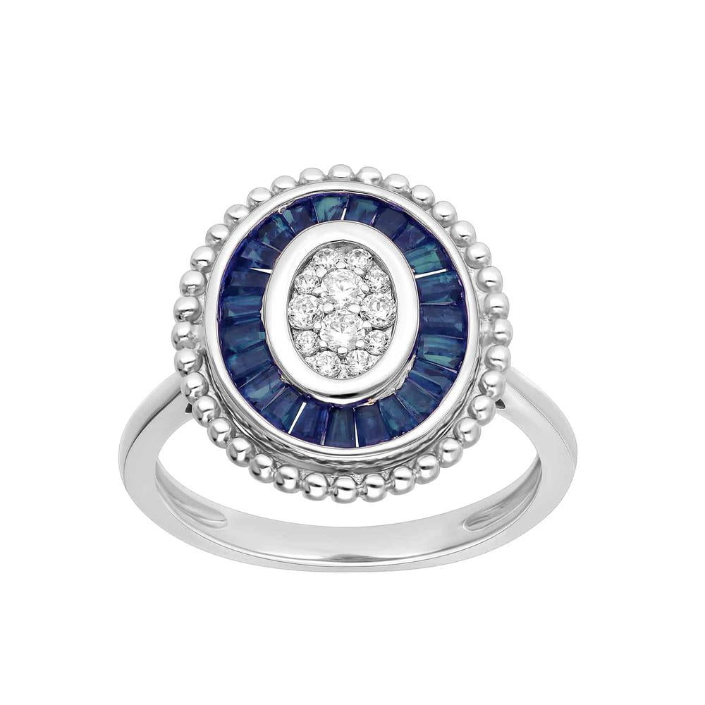 Magnifcnet 14K 0.15CT Diamond Sapphire Ring
