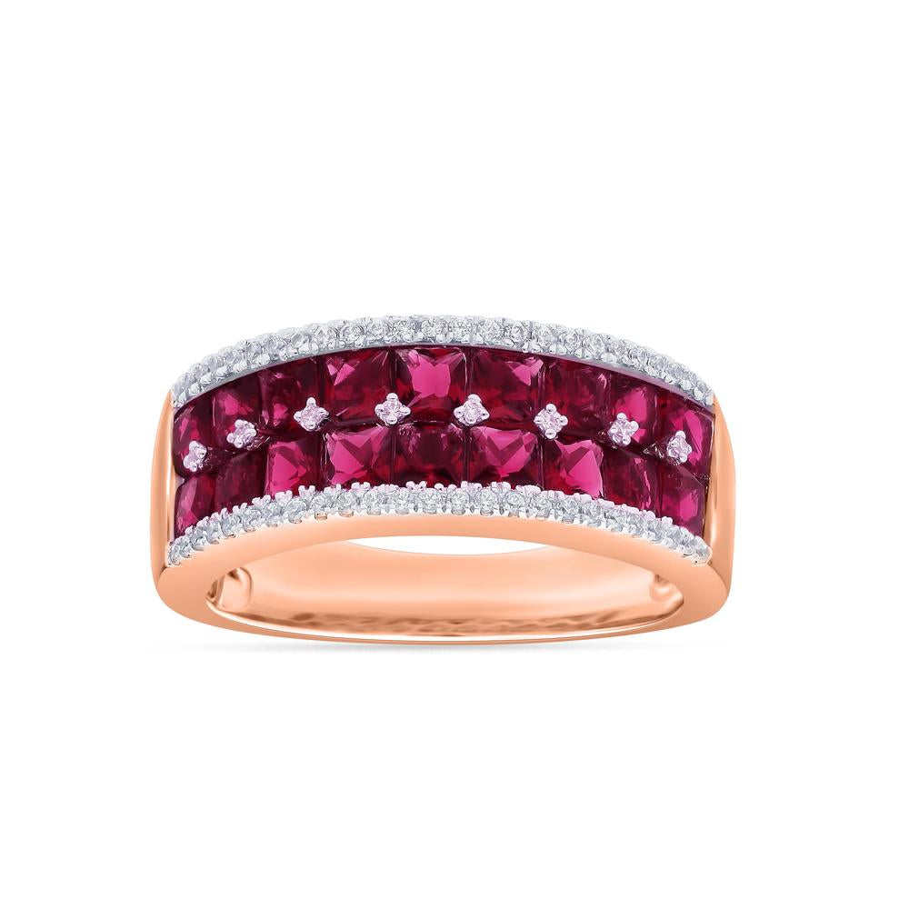 14k White Gold Lab-Created Diamond Accent Ruby Ring