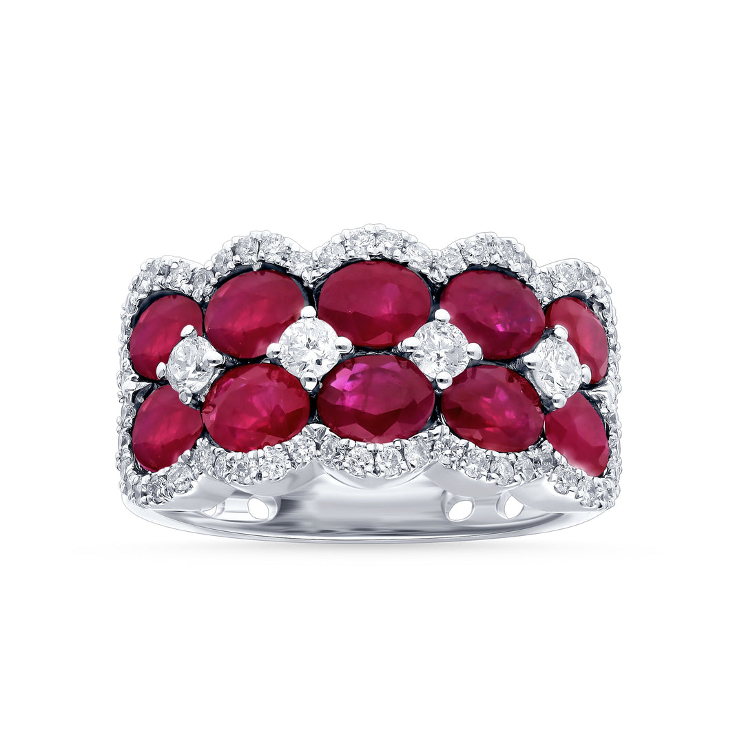14K White Gold Lab-Created Diamond Ruby Accent Ring
