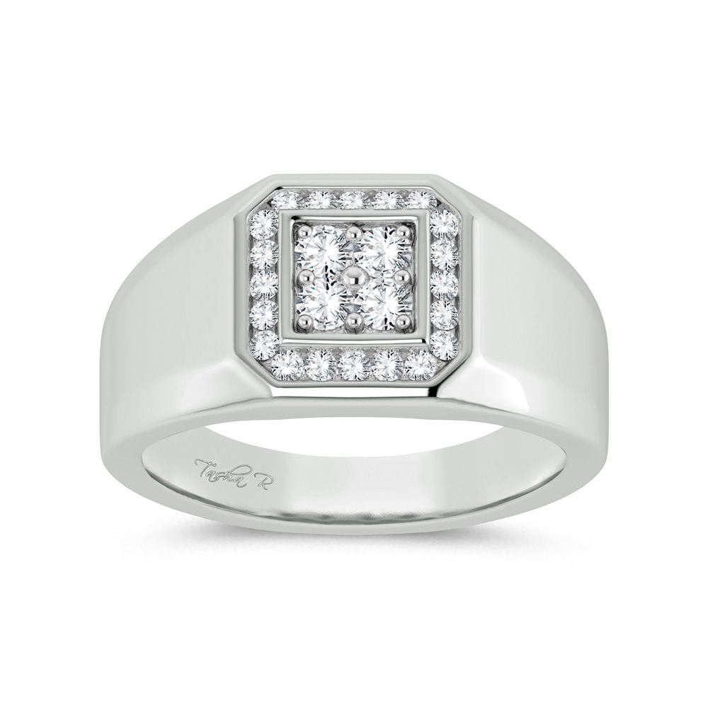 Luminous 14k White Gold Diamond Womens Band Ring