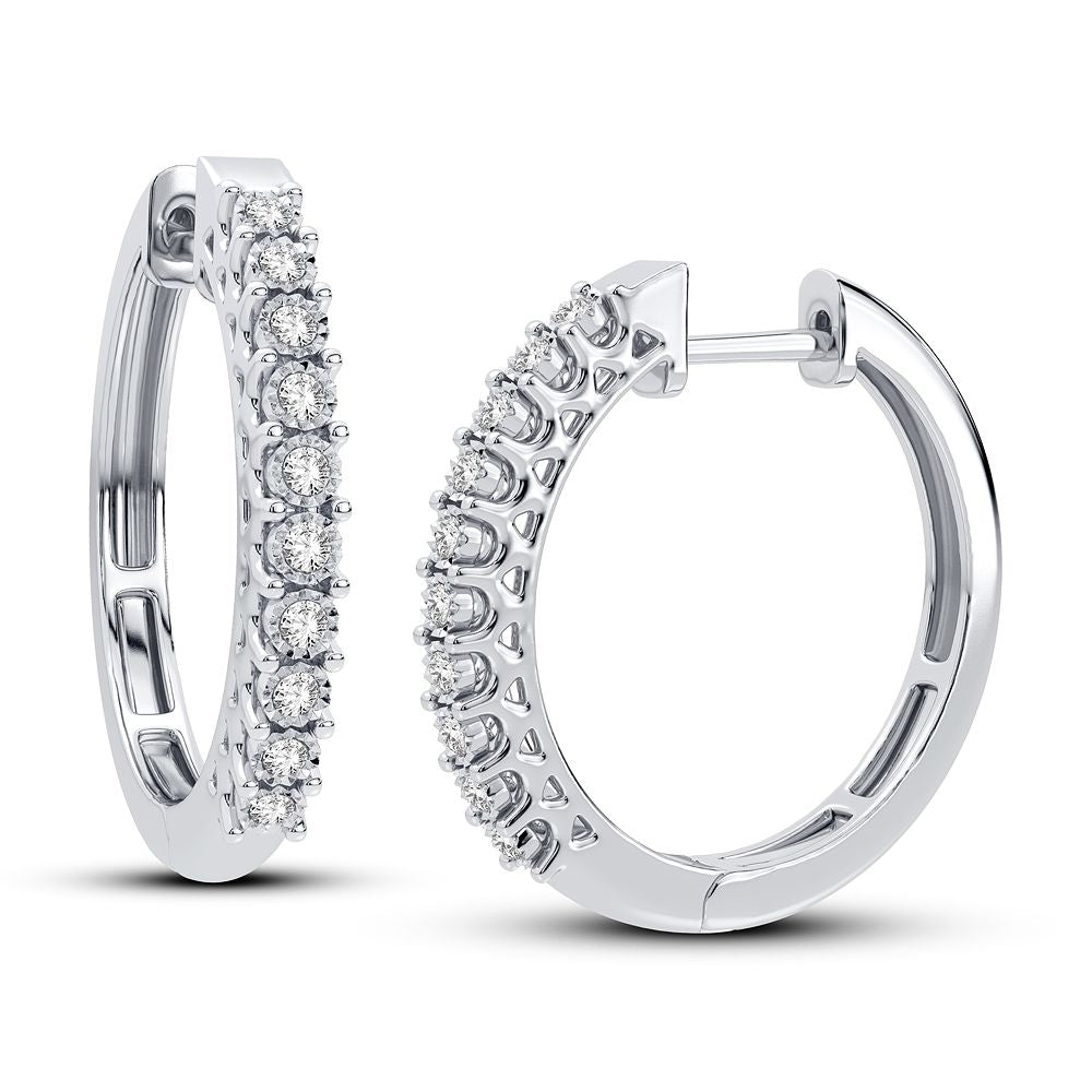Luminous 14k White Gold Lab Diamond Hoop Earrings - 0.40CT