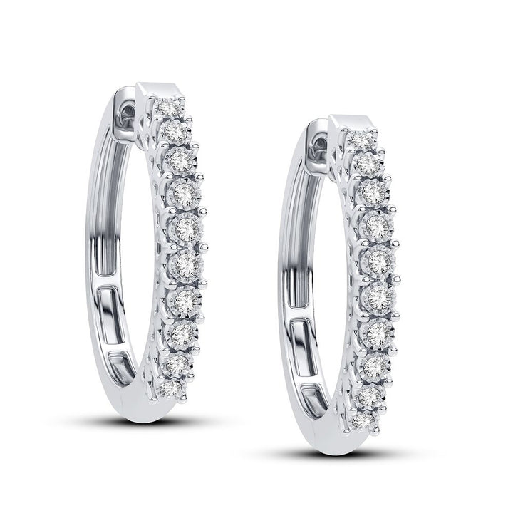 Luminous 14k White Gold Lab Diamond Hoop Earrings - 0.40CT