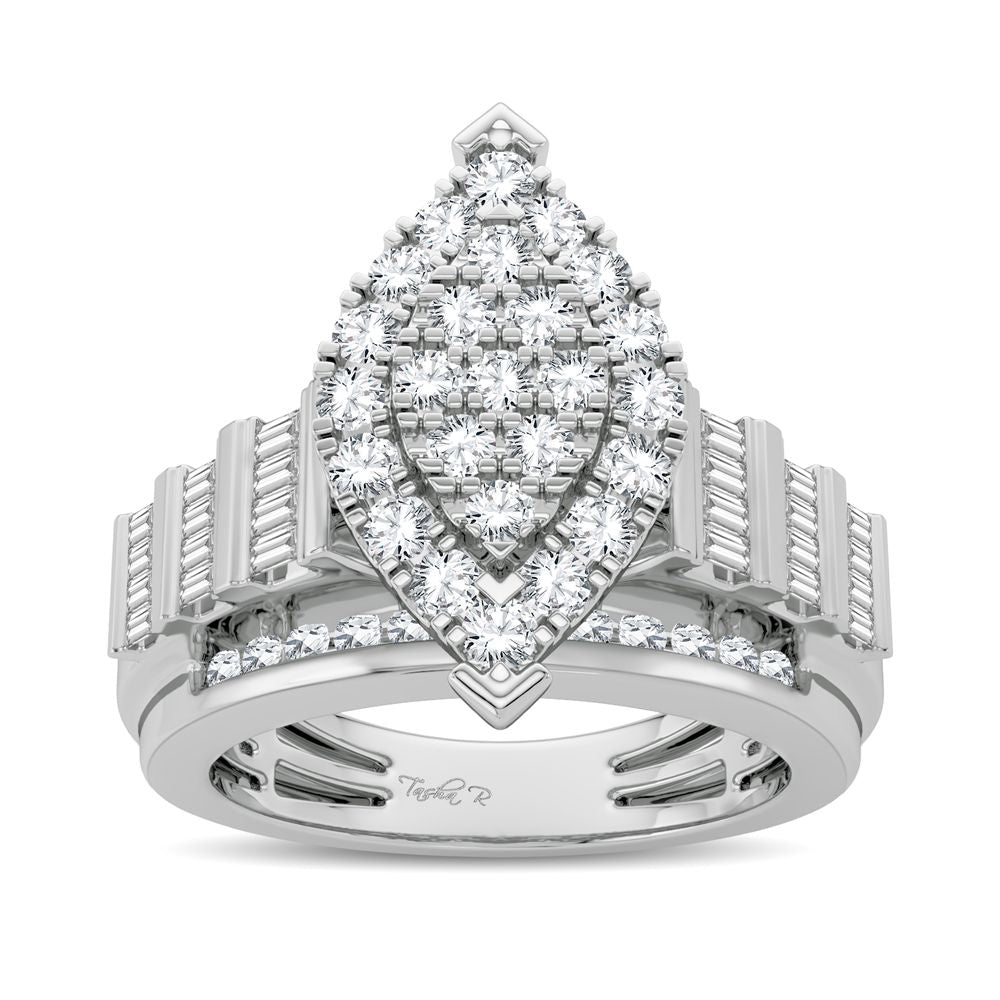 Chic 10k White Gold 1CT Lab Diamond Womens Fashion Ring
