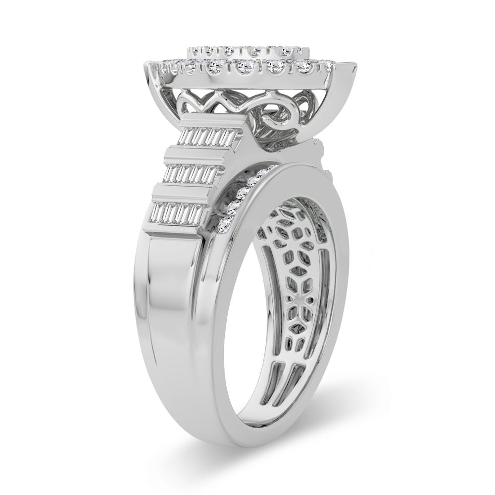 Chic 10k White Gold 1CT Lab Diamond Womens Fashion Ring