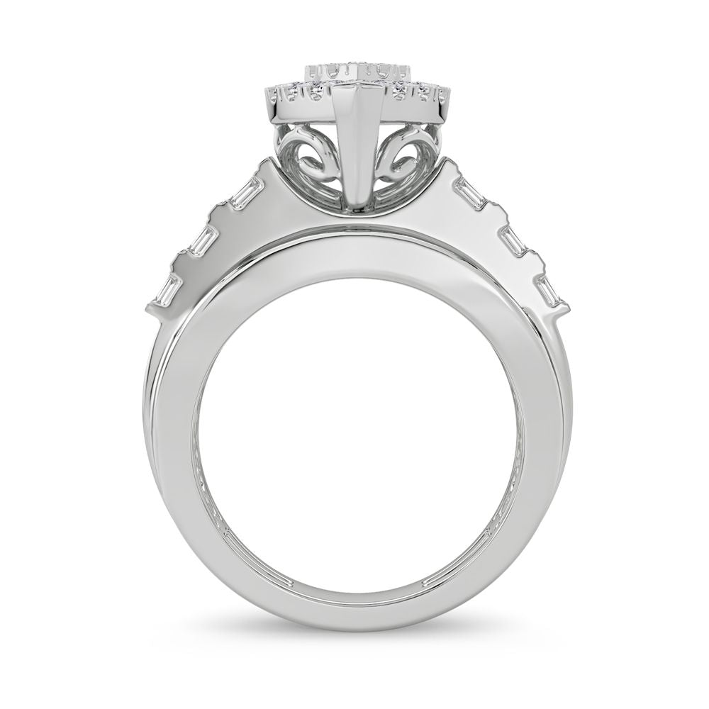 Chic 10k White Gold 1CT Lab Diamond Womens Fashion Ring