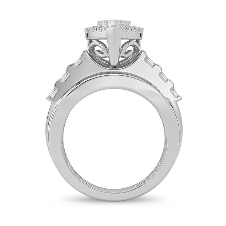 Chic 10k White Gold 1CT Lab Diamond Womens Fashion Ring