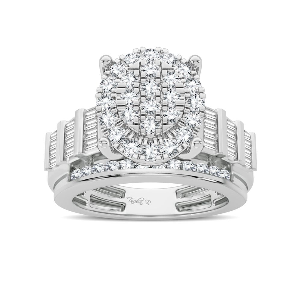Chic 10k White Gold 1CT Lab Diamond Womens Fashion Ring