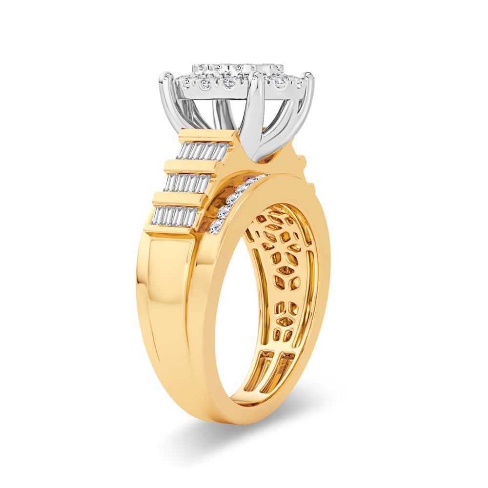 Chic 10k Yellow Gold 1.00CT Lab Diamond Womens Fashion Ring